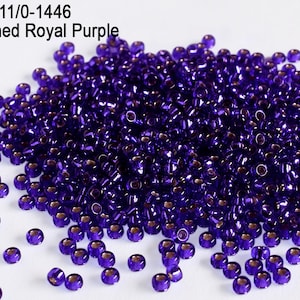 RR 11/0-1446 Miyuki Round Rocailles  Silver Lined Royal Purple , 20 - 40- 100 - 500gram Seed Beads