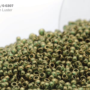 RR 15/0-0307 Miyuki Round Rocailles Beads, Olive Green Luster, 10 - 30 gram Seed Beads