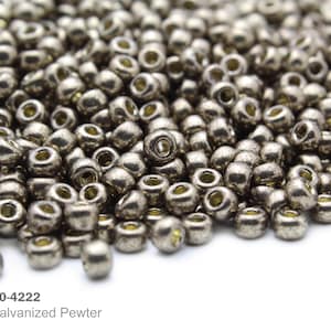 RR 6/0-4222 Miyuki Round Rocailles Beads, Duracoat Galvanized Pewter, 15 - 30 gram Seed Beads