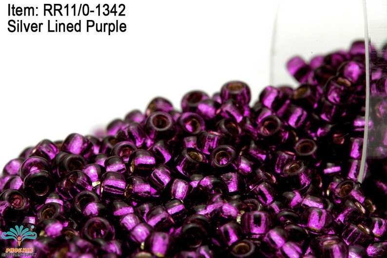 RR 11/0-1342 Miyuki Round Rocailles Silver Lined Purple , 20 40 100 500gram Seed Beads image 1