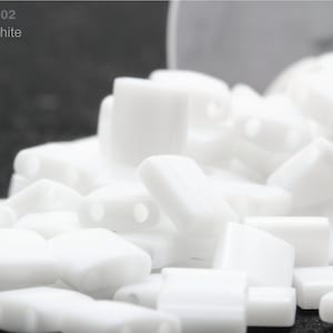 TL-0402 Miyuki Tila Beads 5x5x1.9mm, Opaque White, 5 - 10 gram Seed Beads