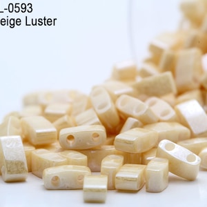 HTL-0593 , Miyuki Half Tila 2 holes beads , Ceylon Beige Luster , 5 - 10 gram