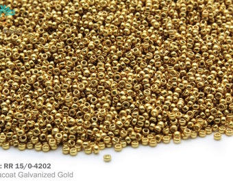 RR 15/0-4202 Miyuki Round Rocailles Beads,Duracoat Galvanized Lt Gold  , 10 - 30 gram Seed Beads
