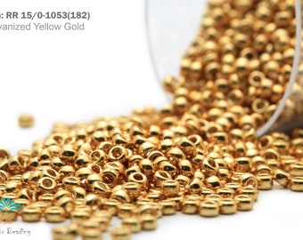 RR 15/0-1053 Miyuki Round Rocailles Beads, Galvanized Yellow Gold, 10 - 30 gram Seed Beads