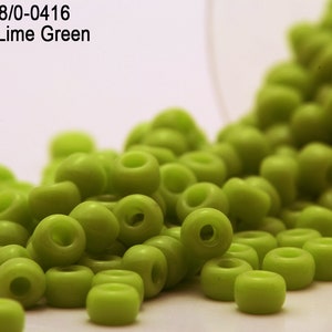 RR 8/0-0416 Miyuki Round Rocailles  Opaque Lime Green  , 15gr - 30gr Glass Seed Beads