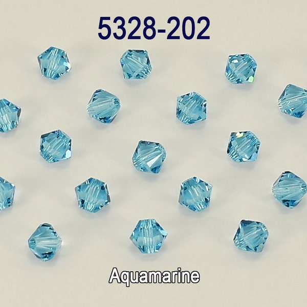 5328-202  Swarovski Bicone Crystal Beads Aquamarine , 3mm-4mm