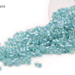 Miyuki Delicas 11//0 Teel Blue Crystal AB Seed Beads DB-079