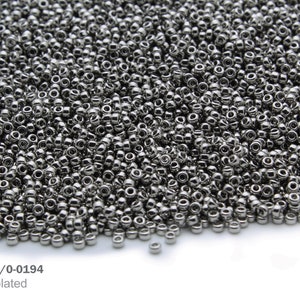 RR 15/0-0194 Miyuki Round Rocailles Beads, Palladium plated, 10 - 30 gram Seed Beads