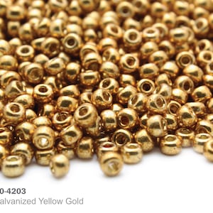 RR 6/0-4203 Miyuki Round Rocailles Beads, Duracoat Galvanized Yellow Gold, 15 - 30 gram Seed Beads