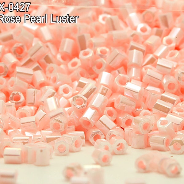 Hex-0427 , Miyuki Hexagon 2 Cut  11/0 , Opaque Rose Pearl Luster . 10gr - 20gr - 100gr.