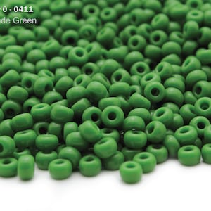 RR 6/0-0411 Miyuki Round Rocailles Beads, Opaque Jade Green, 15 - 30 gram Seed Beads