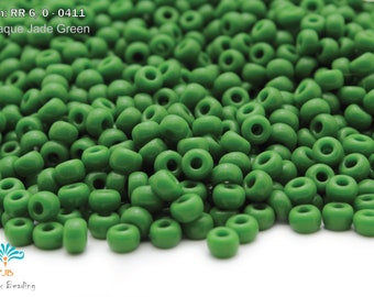 RR 6/0-0411 Miyuki Round Rocailles Beads, Opaque Jade Green, 15 - 30 gram Seed Beads