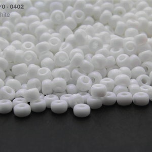RR 6/0-0402 Miyuki Round Rocailles Beads, Opaque White, 15 - 30 gram Seed Beads