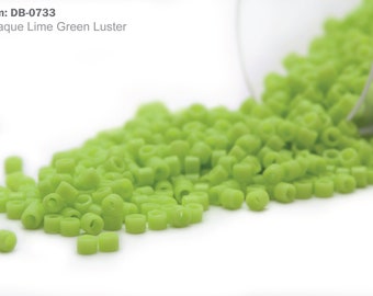 DB-0733 Miyuki Delica 11/0, Opaque Lime Green Luster, 5 - 20 gram Seed Beads