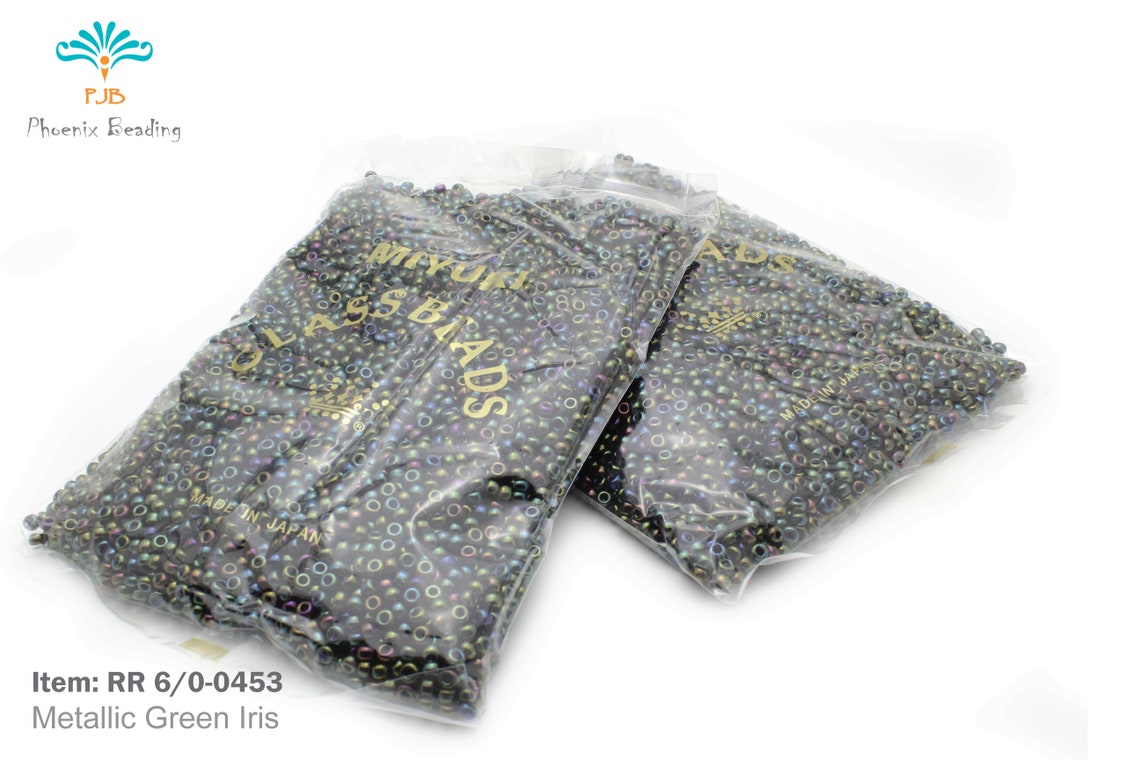Rr 60 0453 Miyuki Round Rocailles Beads Metallic Green Iris Etsy