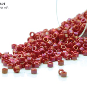 DB-0214 Miyuki Delica 11/0, Opaque Red AB, 5 - 20 gram Seed Beads