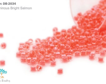 DB-2034 Miyuki Delica 11/0, Salmón Brillante Luminoso, 5 - 20 gramos de cuentas de semillas