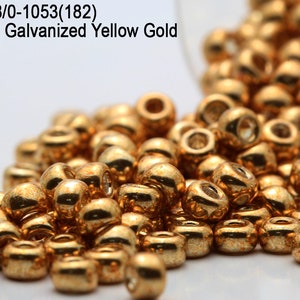 RR 8/0-1053(0182)Miyuki Round Rocailles Beads , Duracoat Galvanized Yellow Gold ,15 - 30 gram Seed Beads