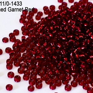 RR 11/0-1433 Miyuki Round Rocailles  Silver Lined Garnet Red , 20 - 40- 100 - 500gram Seed Beads