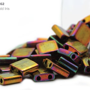 TL-0462 Miyuki Tila Beads 5x5x1.9mm, Metallic Gold Iris, 5 - 10 gram Seed Beads