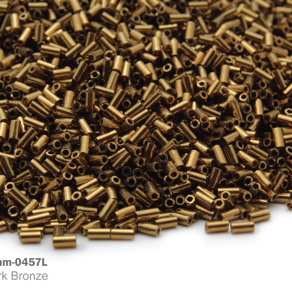 RB03mm-0457L Miyuki Round Bugles Beads, Metallic  Bronze, 10 gram Seed Beads