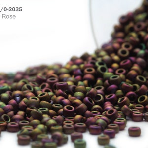 RR 15/0-2035 Miyuki Round Rocailles Beads, Matte Olive Rose, 10 - 30 gram Seed Beads