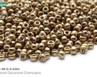 RR 6/0-4204 Miyuki Round Rocailles Beads, Duracoat Galvanized Champagne, 15 - 30 gramos Seed Beads