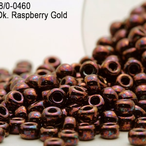 RR 8/0-0460 Miyuki Round Rocailles  Metallic Dk. Raspberry Gold  , 15gr - 30gr Glass Seed Beads