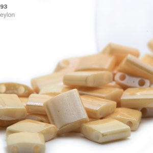 TL-0593 Miyuki Tila Beads 5x5x1.9mm, Caramel Ceylon, 5 - 10 gram Seed Beads