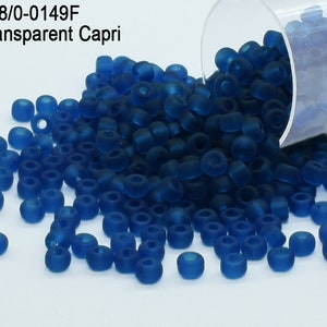 RR 8/0-0149F Miyuki Round Rocailles Beads, Matte Transparent Capri, 15 - 30 gram Seed Beads