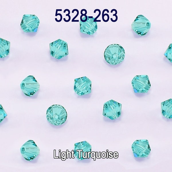 5328-263  Swarovski Bicone Crystal Beads Light Turquoise  - 4mm