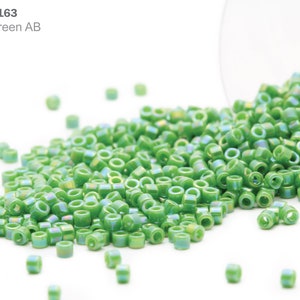 DB-0163 Miyuki Delica 11/0, Opaque Green AB, 5 - 20 gram Seed Beads