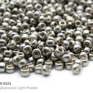 RR 6/0-4221 Miyuki Round Rocailles Beads, Duracoat Galvanized Light Pewter, 15 - 30 gram Seed Beads