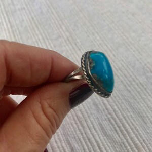 Vintage Blue Turquoise Silver size 6.5 ring, Vintage Silver turquoise ring, image 5