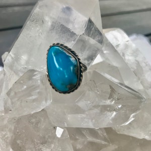 Vintage Blue Turquoise Silver size 6.5 ring, Vintage Silver turquoise ring, image 1