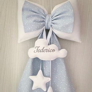 Blue star birth bow with customizable name