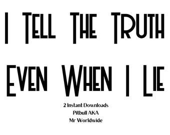 Pitbull I tell The Truth Even When I Lie Instant Download Rectangle Rapper Mr Worldwide Photo PNG JPG Digitally Illustrated Parody Fan Art