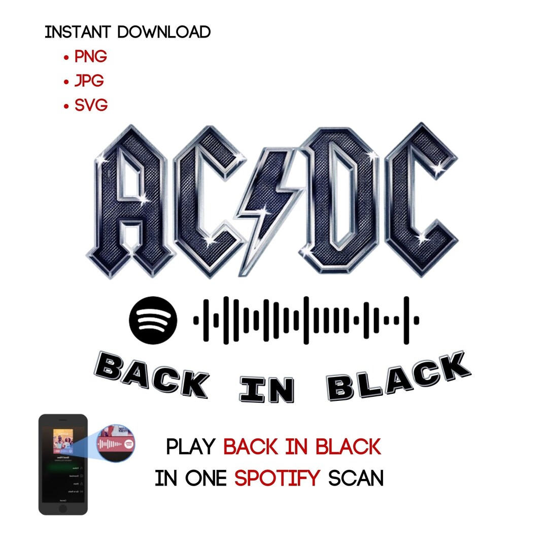 ACDC Svg Back in Black Instant Download, ACDC Png, Acdc JPG Music Logo ...