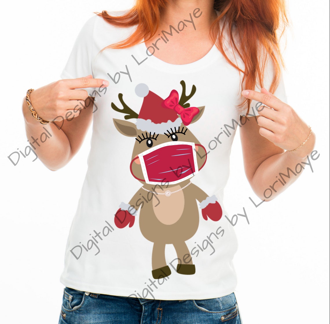 Digital Download Reindeer W Face Mask Template Create Your Etsy