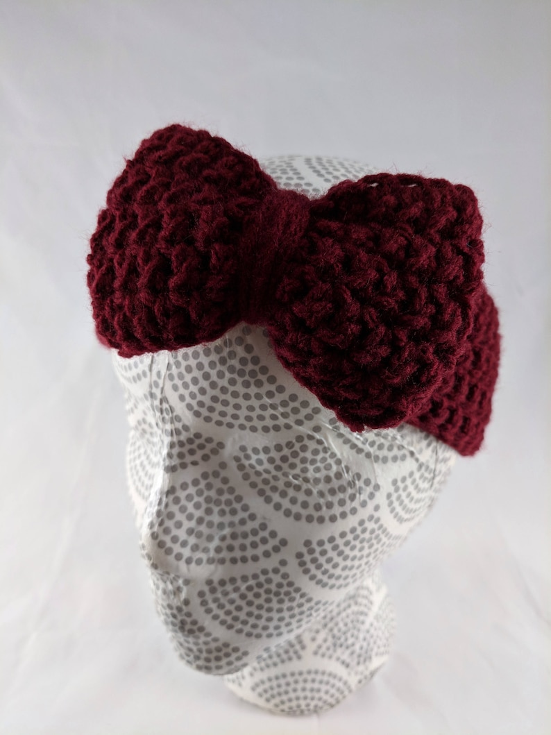 Girls Bow Earwarmer Children/'s Crocheted Headband Big Bow Headband Purple Bow Earwarmer