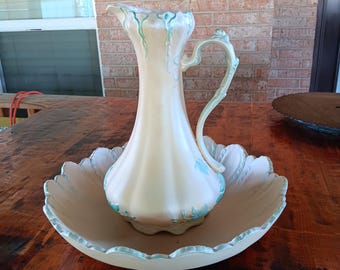 Vintage Victorian Style Water Basin & Pitcher