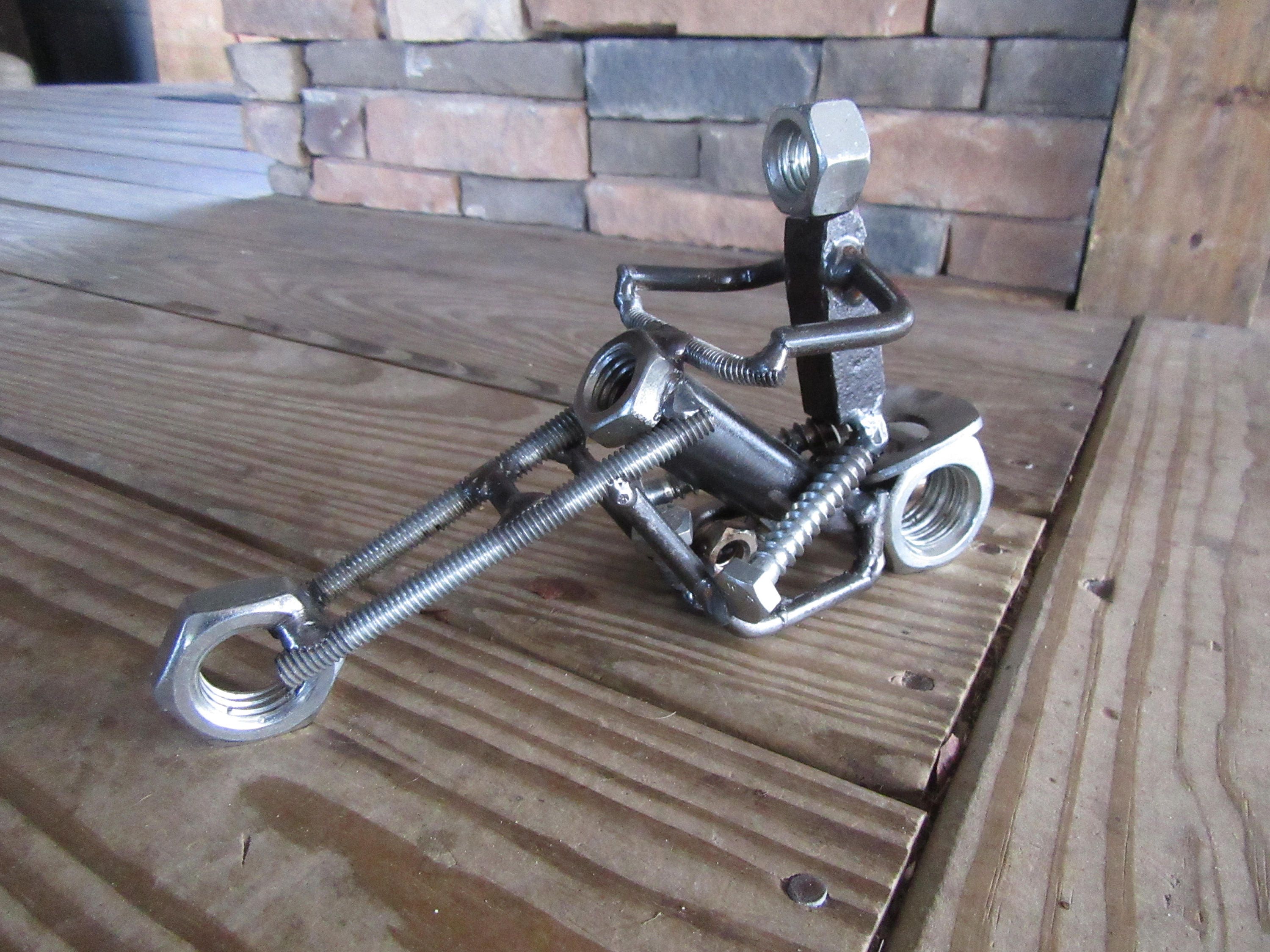 Motorcycle Rider Metal Art Figurine-biker Nut-chopper-harley