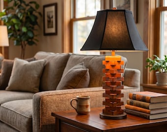 Lamp With Orange Patina-Welded Steel
