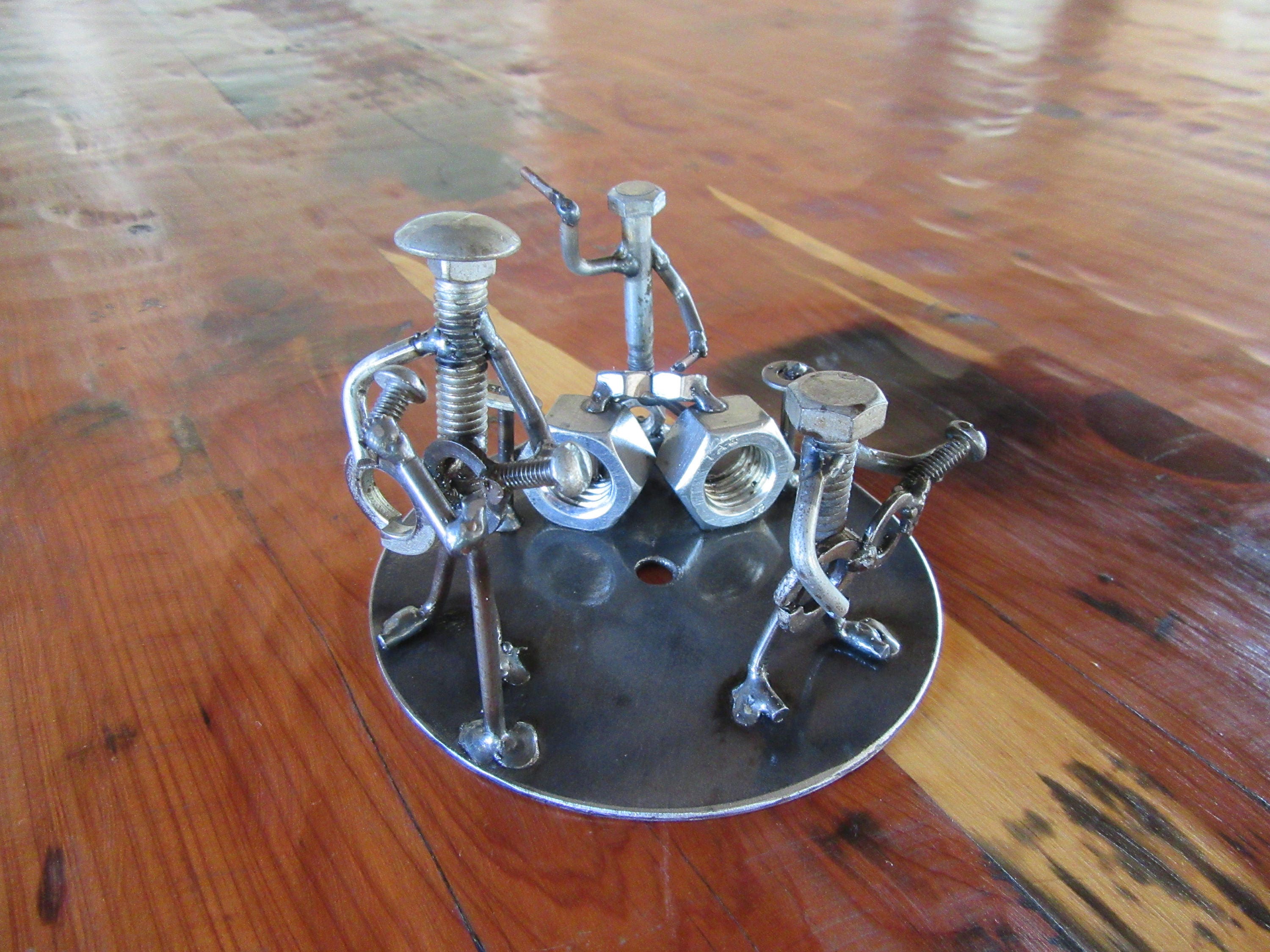 Band Sculpture-metal Art-scrap Metal-welded Art-rock Band-guitar