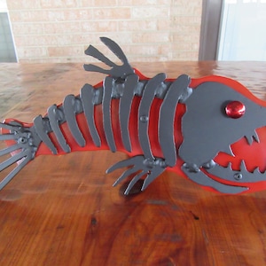 Bone Fish Hitch Cover RED-Welded Skeleton Fish