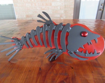 Bone Fish Hitch Cover RED-Welded Art-Skeleton Fish-Trailer Hitch covers