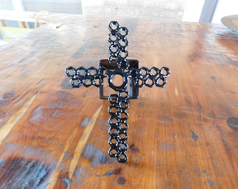 Black Cross Truck Hitch Cover-Scrap Metal Art