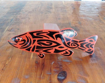 Tribal Fish Hitch Cover RED-Welded Art-Skeleton Fish-Trailer Hitch covers
