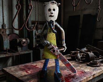 Leatherface Welded Sculpture-Handmade Horror Collectibles-Home Decor