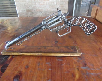 Metal Revolver Sculpture-Welded Art-Non Firing Metal Art Gun